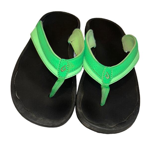 Olukai Ohana Flip‎ Flops Womans Size 11 Light And Dark Green Thong Sandal - Picture 3 of 11
